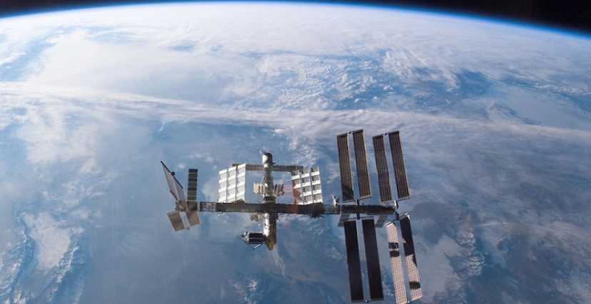 This photo provided by NASA shows the International Space Station as seen from the U.S. space shuttle Atlantis in 2008.